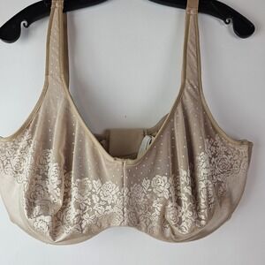 Soma Stunning Support Unlined Minimizer Bra Size 42DDD 42F NWOT Beige‎ Satin